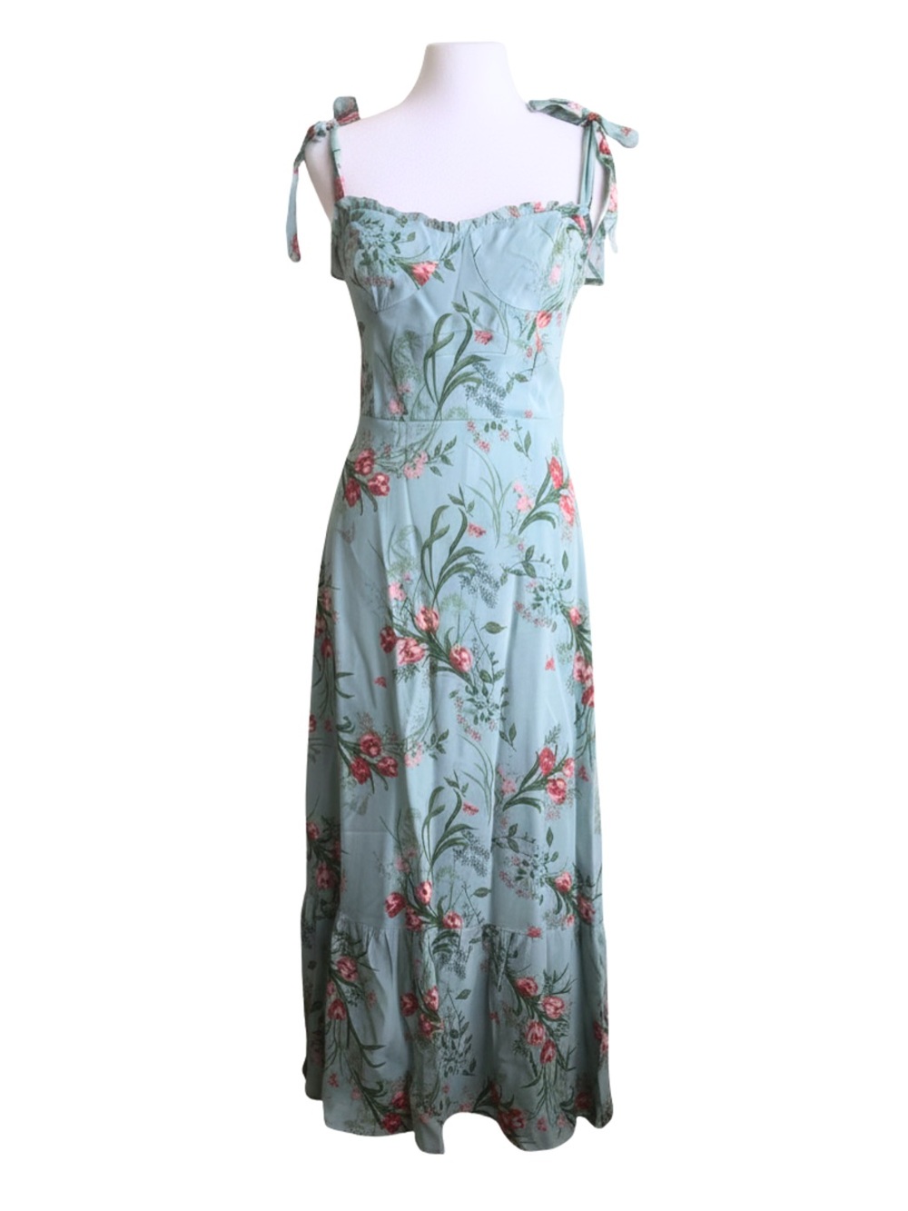 Light Blue Reformation Nikita Tie Midi Dress